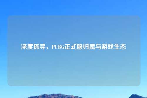 深度探寻，PUBG正式服归属与游戏生态