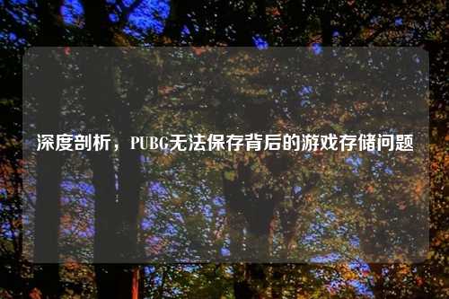 深度剖析，PUBG无法保存背后的游戏存储问题
