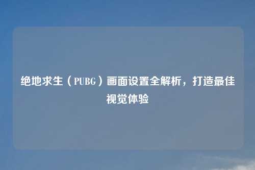 绝地求生（PUBG）画面设置全解析，打造更佳视觉体验