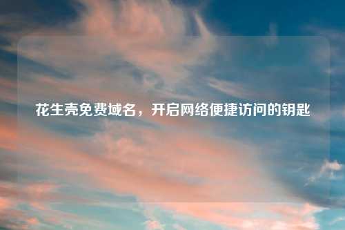 花生壳免费域名，开启     便捷访问的钥匙