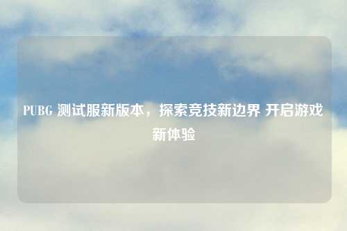 PUBG 测试服新版本，探索竞技新边界 开启游戏新体验