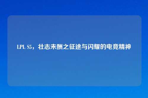 LPL S5，壮志未酬之征途与闪耀的电竞精神