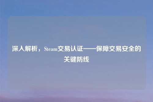深入解析,Steam交易认证——保障交易安全的关键防线