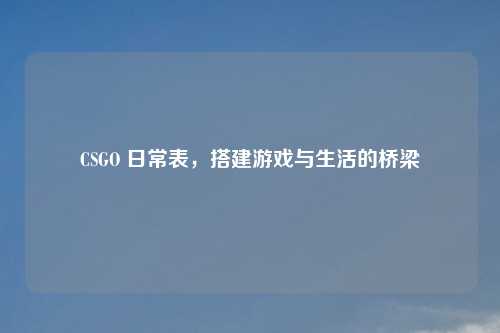 CSGO 日常表，搭建游戏与生活的桥梁