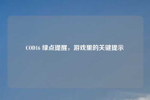 COD16 绿点提醒，游戏里的关键提示