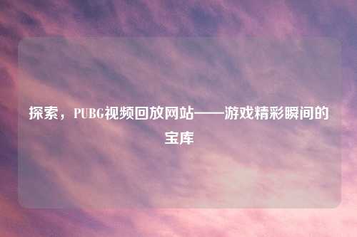 探索，PUBG视频回放网站——游戏精彩瞬间的宝库