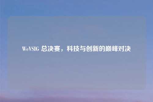 WeVSIG 总决赛，科技与创新的巅峰对决