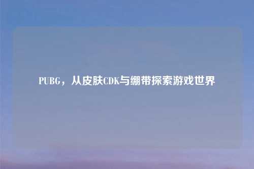 PUBG，从皮肤CDK与绷带探索游戏世界
