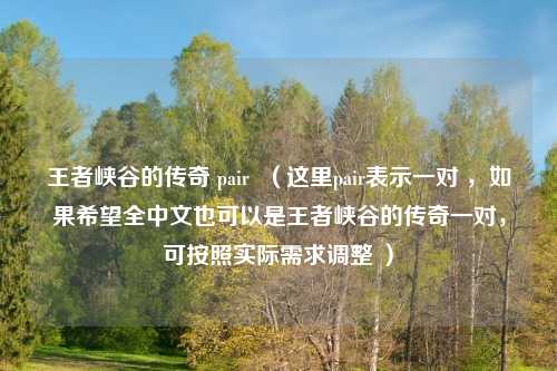 王者峡谷的传奇 pair  （这里pair表示一对 ，如果希望全中文也可以是王者峡谷的传奇一对，可按照实际需求调整 ）