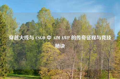 穿越火线与 CSGO 中 AIM AWP 的传奇征程与竞技秘诀