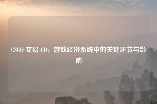 CSGO 交易 CD，游戏经济系统中的关键环节与影响