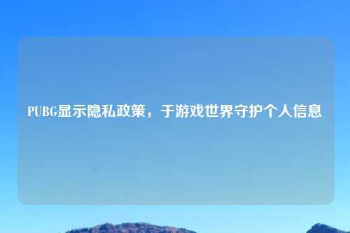 PUBG显示隐私政策，于游戏世界守护个人信息