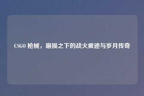 CSGO 枪械，磨损之下的战火痕迹与岁月传奇