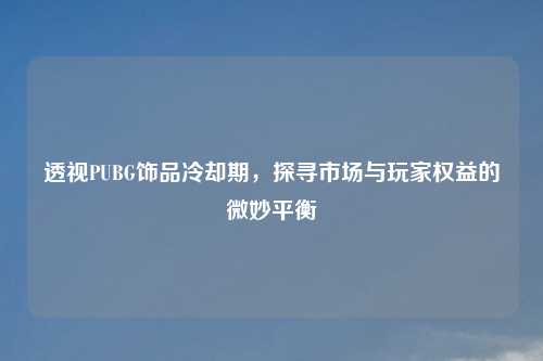 透视PUBG饰品冷却期，探寻市场与玩家权益的微妙平衡