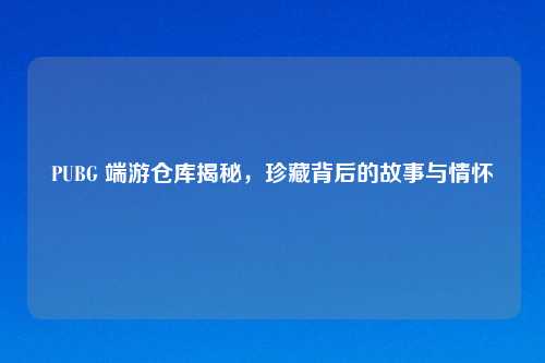 PUBG 端游仓库揭秘，珍藏背后的故事与情怀