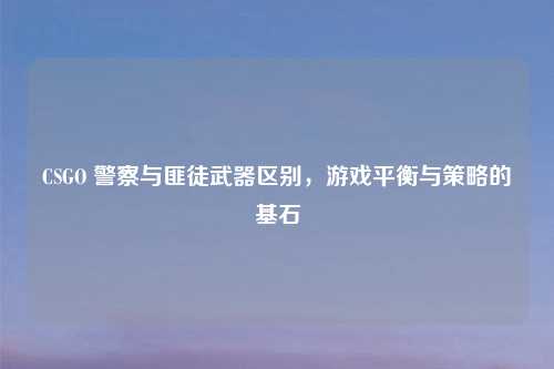 CSGO 警察与匪徒武器区别，游戏平衡与策略的基石