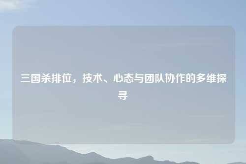 三国杀排位，技术、心态与团队协作的多维探寻