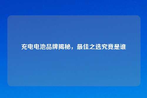 充电电池品牌揭秘，更佳之选究竟是谁