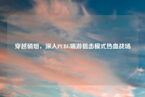 穿越硝烟，深入PUBG端游狙击模式热血战场
