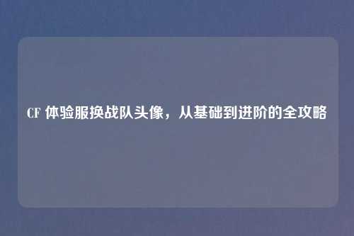 CF 体验服换战队头像，从基础到进阶的全攻略