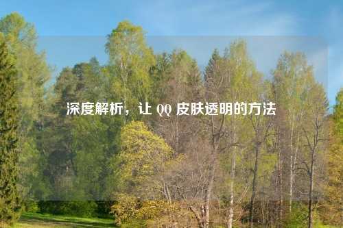 深度解析,让 皮肤透明的