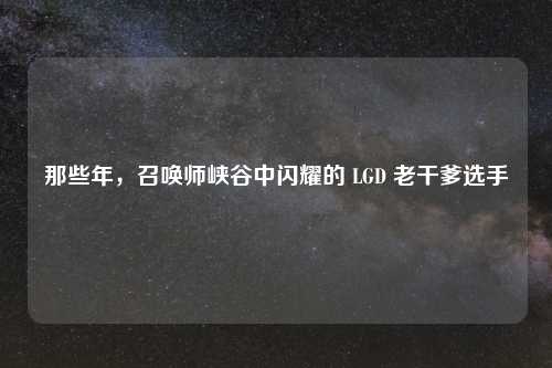 那些年，召唤师峡谷中闪耀的 LGD 老干爹选手