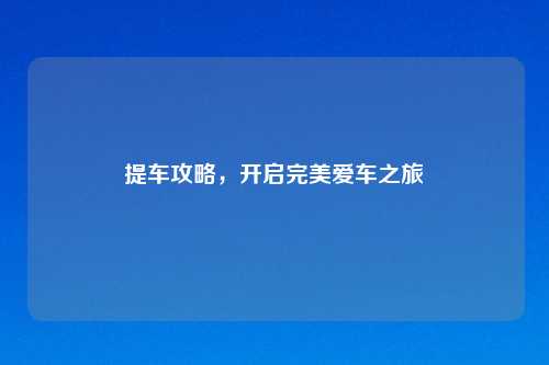 提车攻略,开启完美爱车之旅