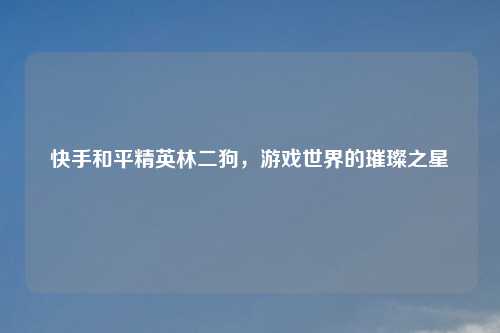 快手和平精英林二狗，游戏世界的璀璨之星