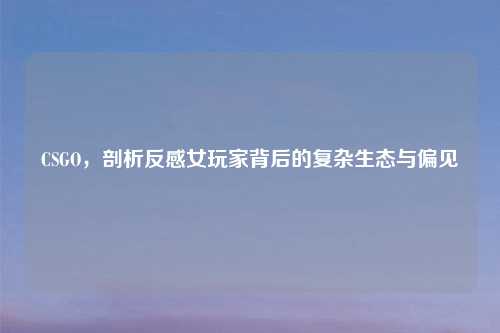 CSGO,剖析反感女玩家背后的复杂生态与偏见