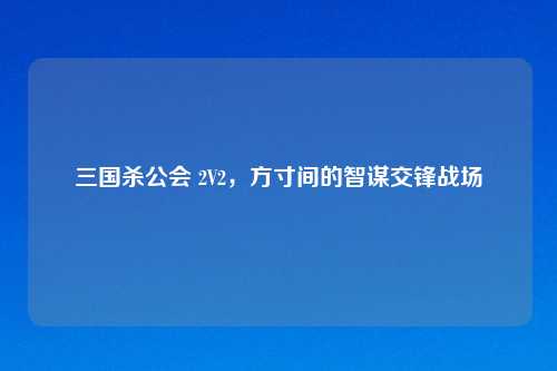 三国杀公会 2V2，方寸间的智谋交锋战场