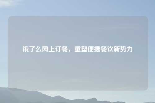 饿了么网上订餐，重塑便捷餐饮新势力