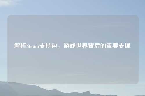 解析Steam支持包，游戏世界背后的重要支撑