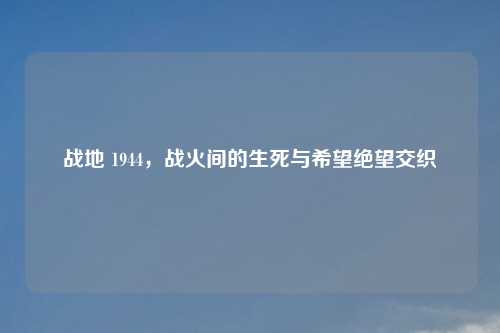 战地 1944，战火间的生死与希望绝望交织