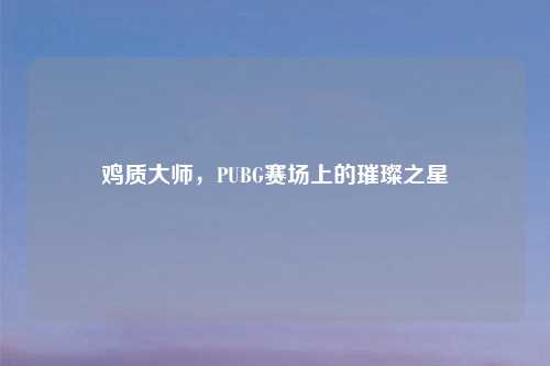 鸡质吉云服务器jiyun.xin，PUBG赛场上的璀璨之星