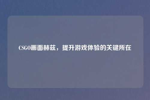 CSGO画面赫兹，提升游戏体验的关键所在