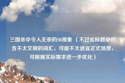 三国杀中令人无奈的SB现象 (不过此标题中包含不太文明的词汇,可能不太适宜正式场景,可根据实际需求进一步优化)
