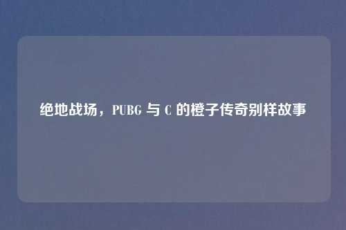 绝地战场,PUBG 与 C 的橙子传奇别样故事