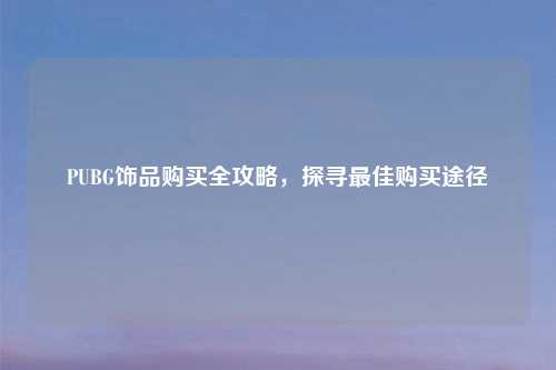 PUBG饰品购买全攻略，探寻更佳购买途径