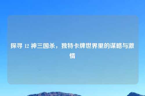 探寻 12 神三国杀，独特卡牌世界里的谋略与     