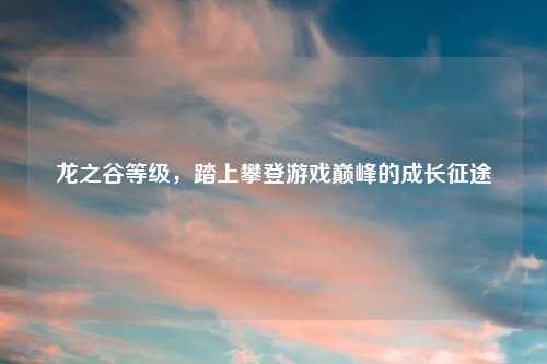 龙之谷等级,踏上攀登游戏巅峰的成长征途
