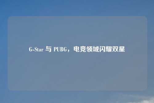 G-Star 与 PUBG，电竞领域闪耀双星