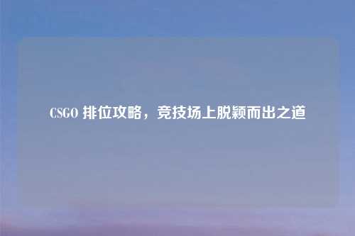 CSGO 排位攻略,竞技场上脱颖而出之道