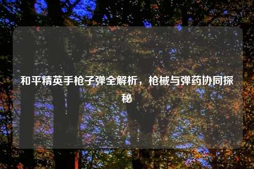 和平精英手     全解析，枪械与弹药协同探秘