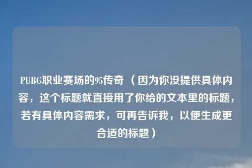PUBG职业赛场的95传奇 （因为你没提供具体内容，这个标题就直接用了你给的文本里的标题，若有具体内容需求，可再告诉我，以便生成更合适的标题）