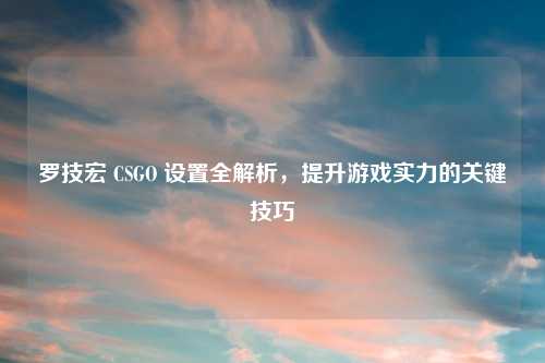 罗技宏 CSGO 设置全解析，提升游戏实力的关键技巧