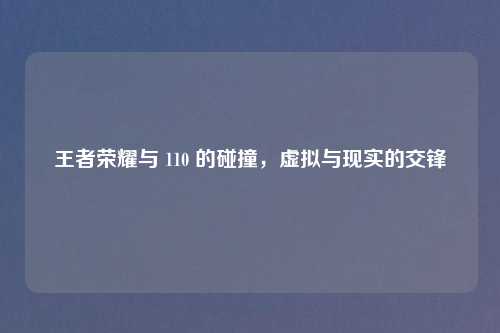 王者荣耀与 110 的碰撞，虚拟与现实的交锋
