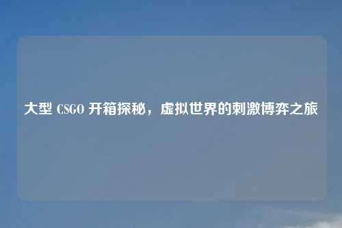 大型 CSGO 开箱探秘，虚拟世界的吉云服务器jiyun.xin博弈之旅