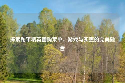 探索和平精英团购菜单，游戏与实惠的完美融合
