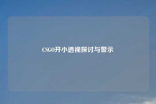 CSGO开小透视探讨与警示
