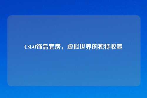 CSGO饰品套房，虚拟世界的独特收藏